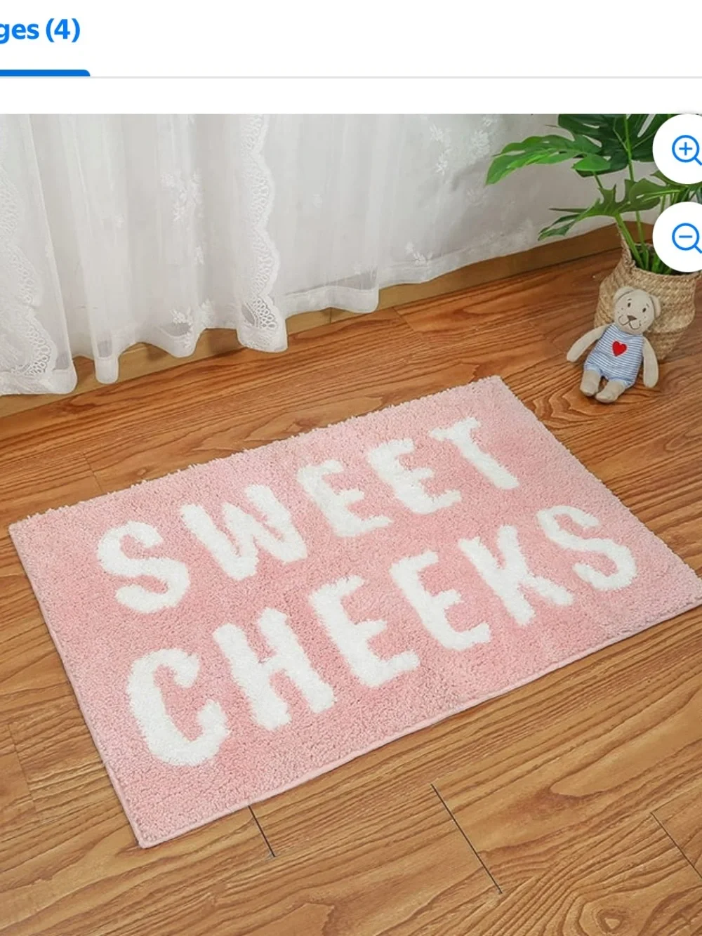 Sweet Cheeks Pink Bath Rug - Plush Home Accent